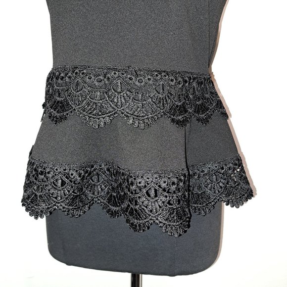 Haute Monde Blouse Plus Waist Lace Short Sleeve Black Color Size M Preowned - Picture 3 of 9